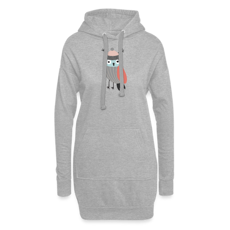 Cute Bird Hoodie Dress - heather grey