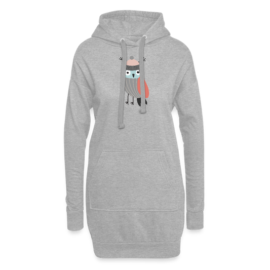 Cute Bird Hoodie Dress - heather grey