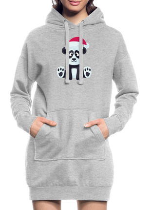 Cute Panda Hoodie Dress - heather grey