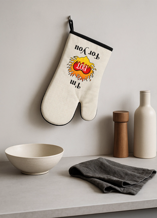 Valentine's Oven glove with Rubber Coating - linen/black 