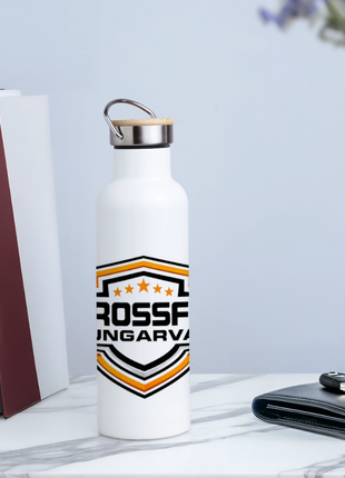 Panoramic Thermal Bottle with Bamboo Lid - white