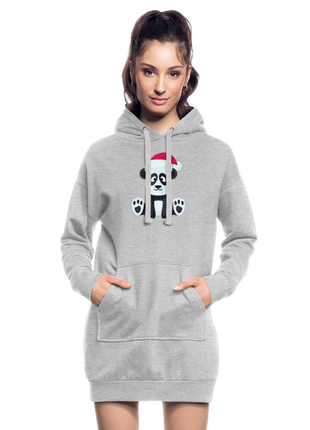 Cute Panda Hoodie Dress - heather grey