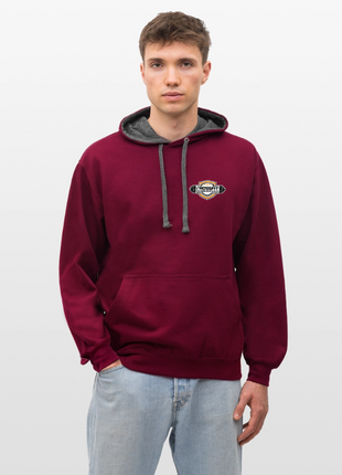 Crossfit Contrast Colour Hoodie - burgundy/charcoal