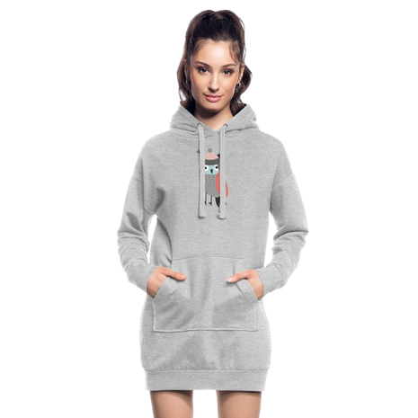 Cute Bird Hoodie Dress - heather grey