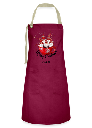 Christmas Artisan Apron - burgundy / desert sand