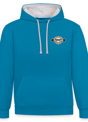 Crossfit Contrast Colour Hoodie - peacock blue/heather grey