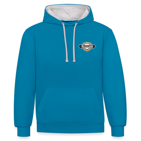 Crossfit Contrast Colour Hoodie - peacock blue/heather grey