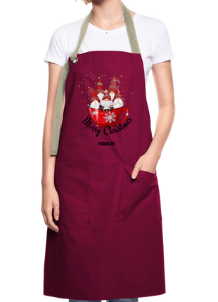 Christmas Artisan Apron - burgundy / desert sand