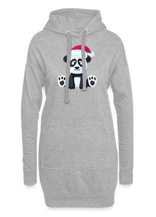 Cute Panda Hoodie Dress - heather grey