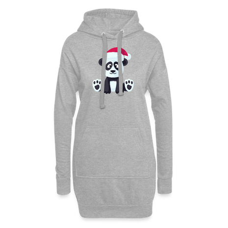 Cute Panda Hoodie Dress - heather grey