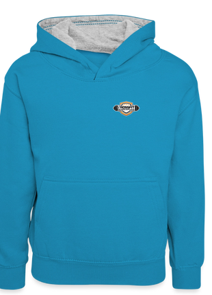 Crossfit Teen Contrast Hoodie - peacock blue/heather grey