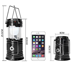 Solar Camping Torch/Light with USB Charge Port - Blue