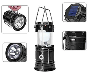 Solar Camping Torch/Light with USB Charge Port - Blue