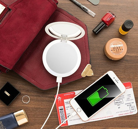 3 in 1 Pocket Mirror Pocket Mirror, Power Bank with Light - siopashop.ie