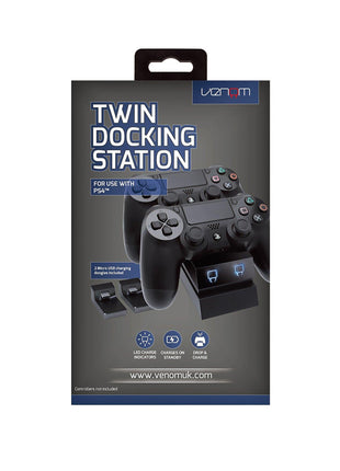 PS4 Controller Charger PS4 Venom Twin Docking Station for Dualshock Controllers - Black - siopashop.ie