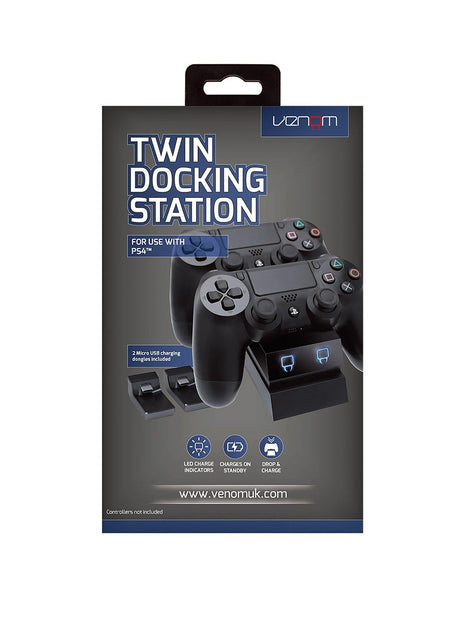 PS4 Controller Charger PS4 Venom Twin Docking Station for Dualshock Controllers - Black - siopashop.ie