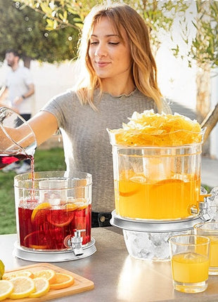 Double Drink Dispenser Double Drink Dispenser with Ice Tank and Snack Tray - siopashop.ie