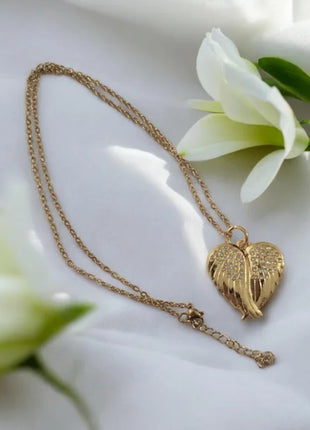 Personalised Diamante Angel Wings Lockets